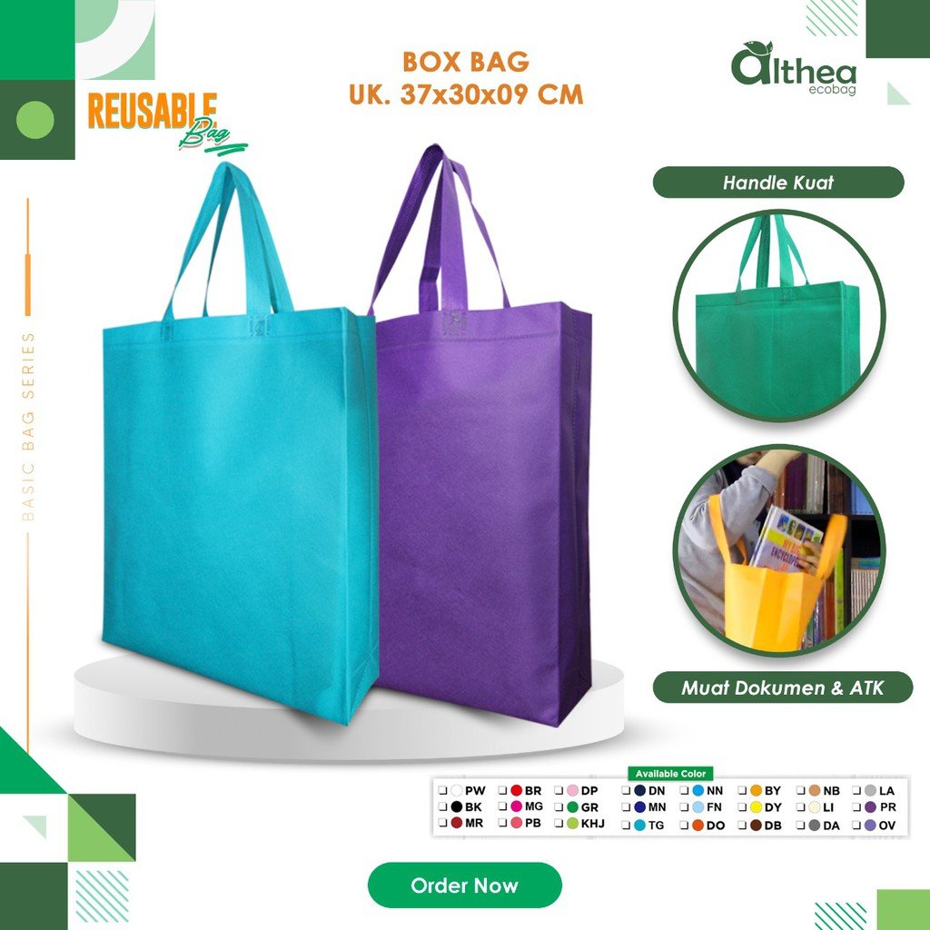 Tas Kain Spunbond Tas Spunbond Polos Tas Dokumen Tas Belanja Tas Sembako 37X30X9