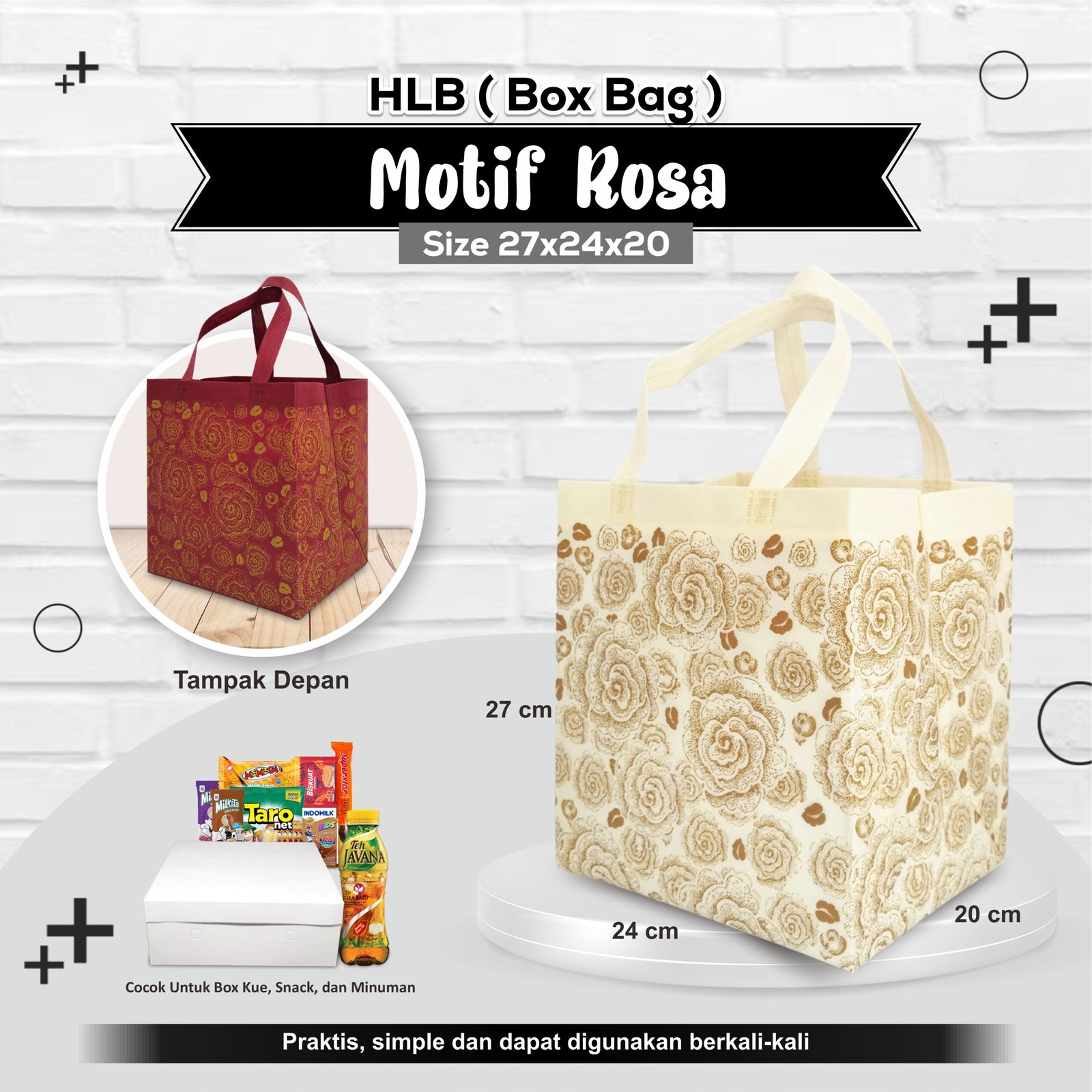 Tas Hajatan Mewah | Tas Kotak Nasi 20x20 | Box Nasi 20x20 | Tas Tasyakuran Tas Besek | Tas Berkat Ukuran 27x24x20 - Image 5