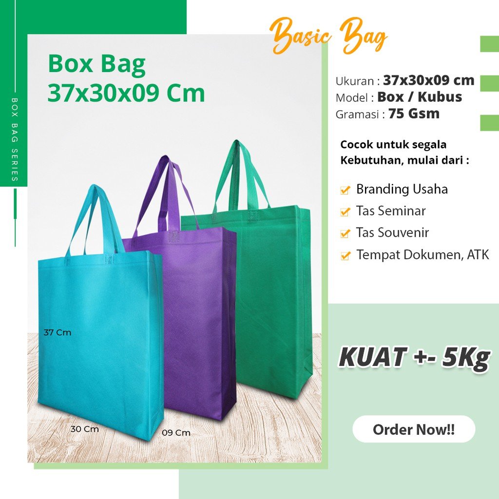 Tas Kain Spunbond Tas Spunbond Polos Tas Dokumen Tas Belanja Tas Sembako 37X30X9 - Image 2