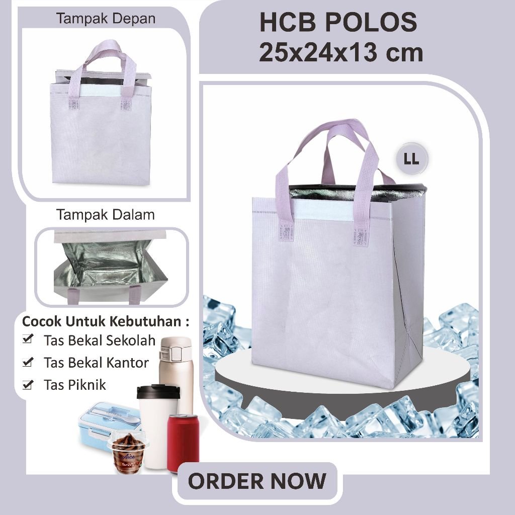 Cooling Bag | Tas Bekal Thermal | Tas Bekal Anti Air | HCB Polos 25x24x13 - Image 8