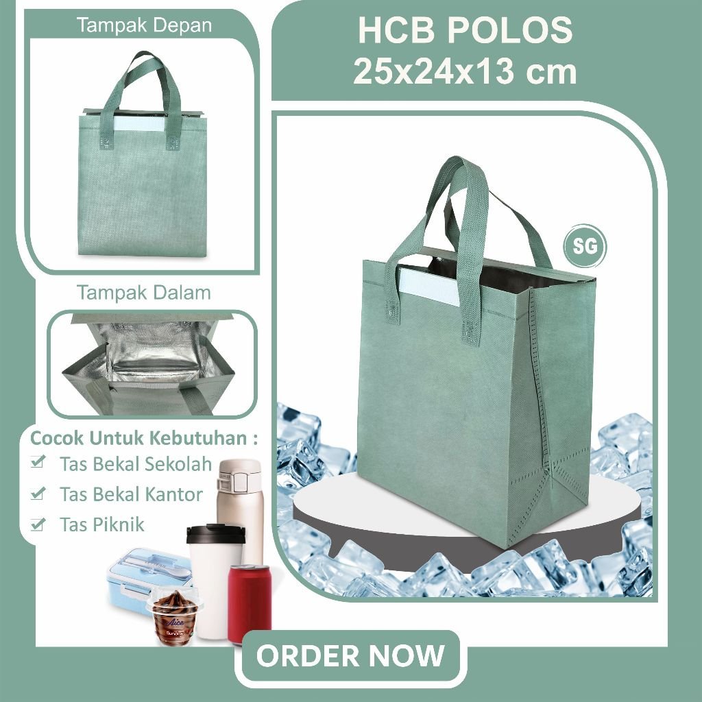 Cooling Bag | Tas Bekal Thermal | Tas Bekal Anti Air | HCB Polos 25x24x13 - Image 5