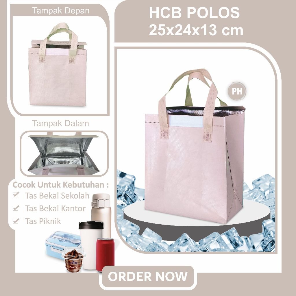 Cooling Bag | Tas Bekal Thermal | Tas Bekal Anti Air | HCB Polos 25x24x13 - Image 6