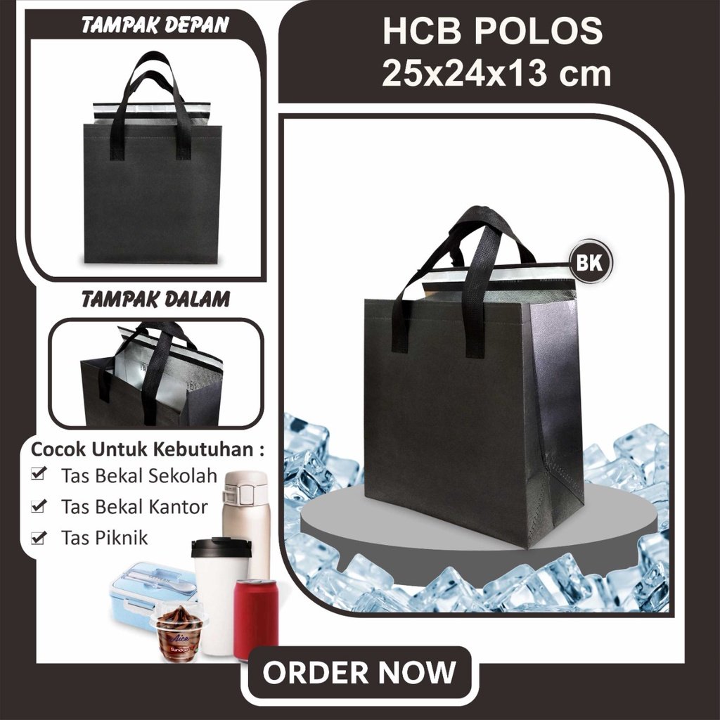 Cooling Bag | Tas Bekal Thermal | Tas Bekal Anti Air | HCB Polos 25x24x13 - Image 4