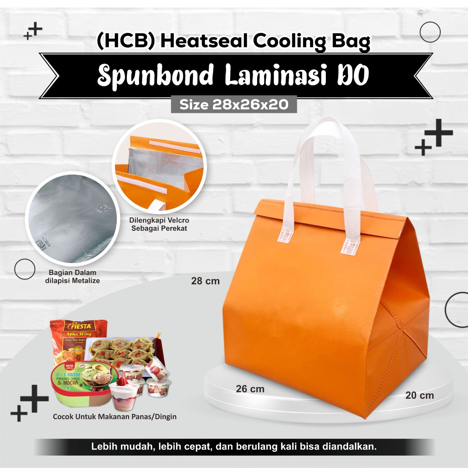 Cooling Bag Tas Bekal Thermal Tas Bekal Anti Air HCB Polos Tas Packaging Thermal 28x26x20 - Image 4
