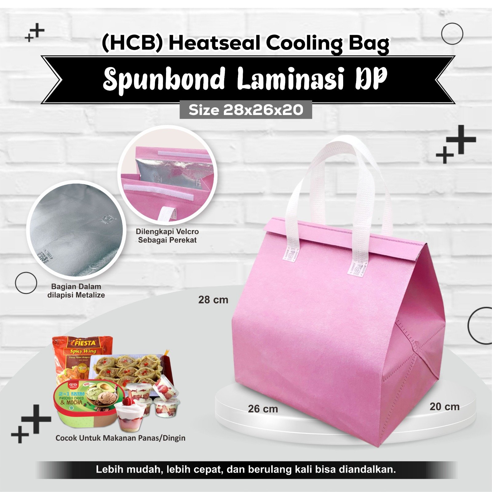 Cooling Bag Tas Bekal Thermal Tas Bekal Anti Air HCB Polos Tas Packaging Thermal 28x26x20 - Image 3