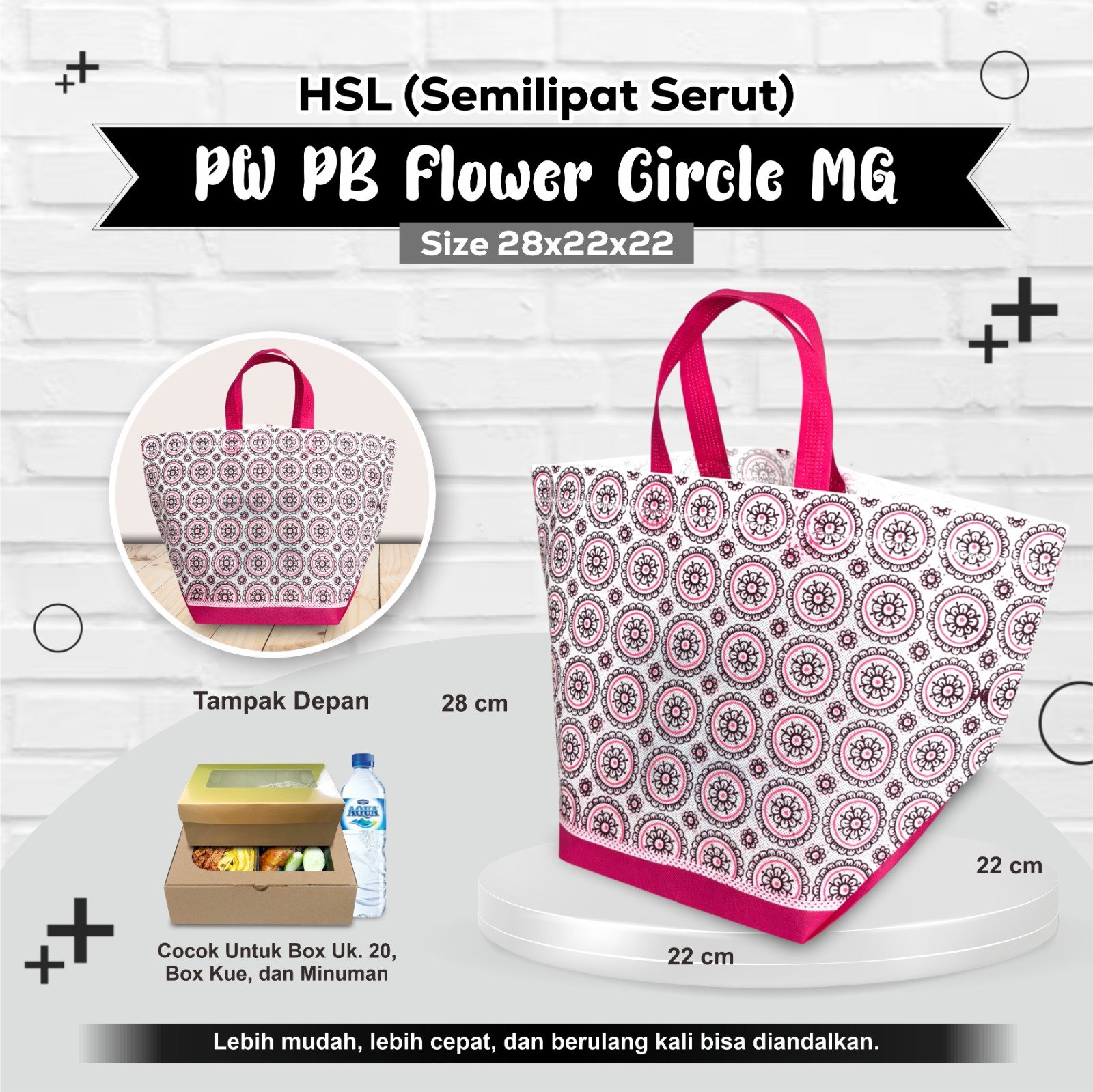 Tas Kotak Nasi Tas Hajatan Tas Tasyakuran Tas Besek Tas Spunbond Tekstur 28x22x22 - Image 4