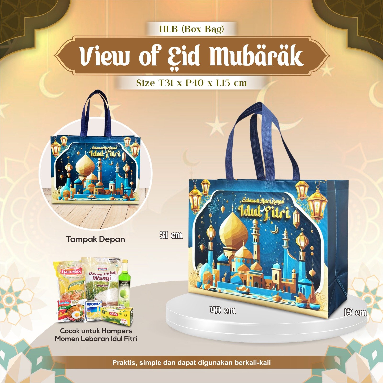Tas Parcel Idul Fitri Lebaran Tas Parcel Lebaran Sablon Goodie Bag Lebaran 31x40x15 - Image 4