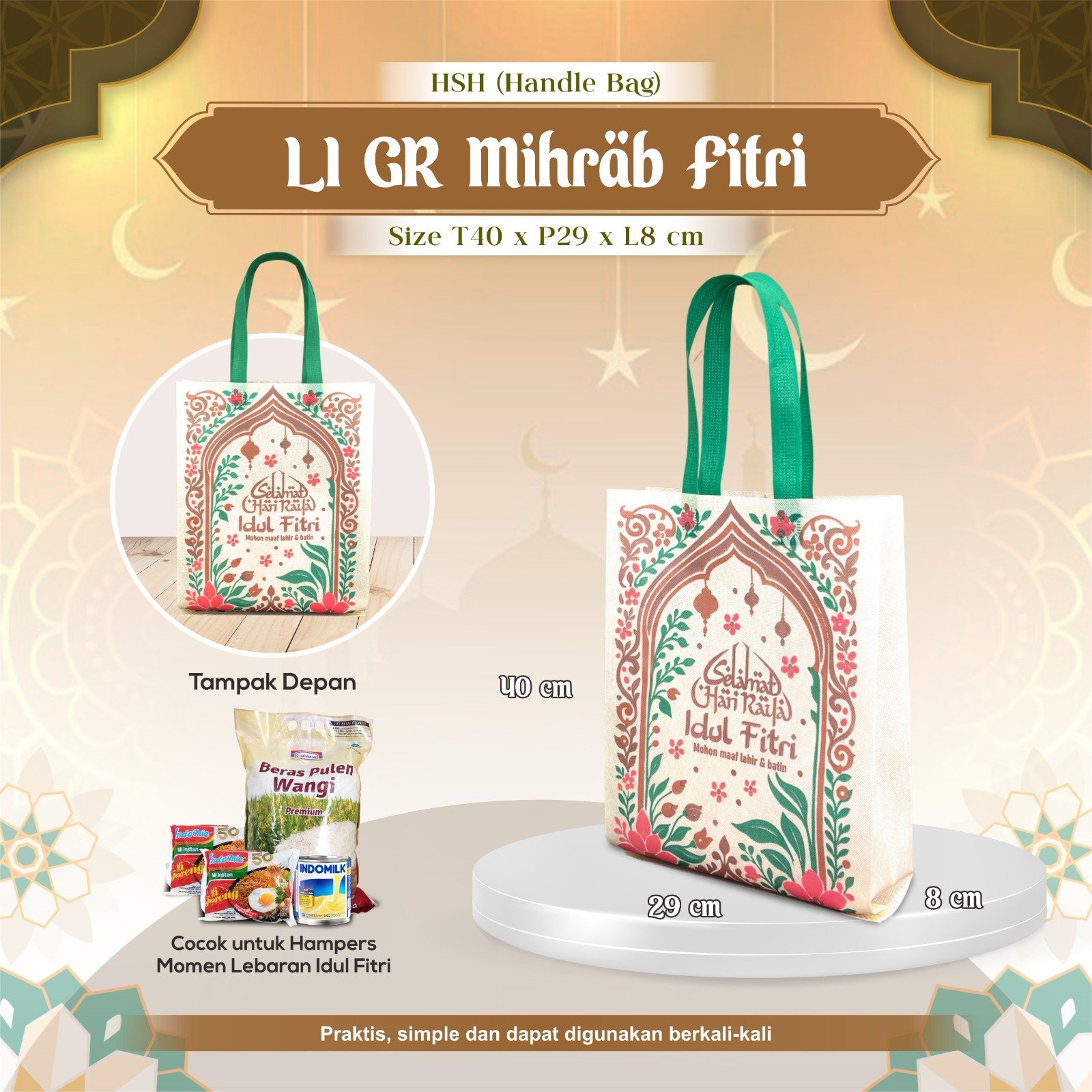 Tas Spunbond Lebaran Idul Fitri Goodie Bag Idul Fitri Lebaran Tas Hari Raya Idul Fitri Lebaran 40x29x08