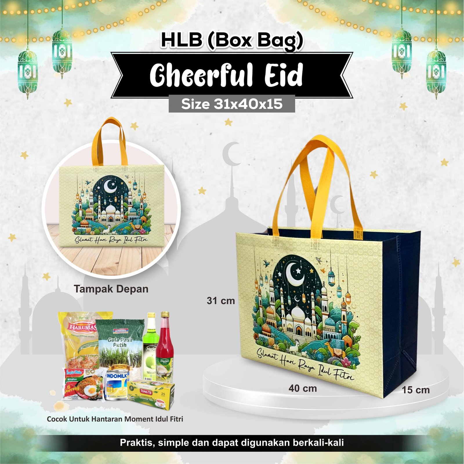 Tas Parcel Idul Fitri Lebaran Tas Parcel Lebaran Sablon Goodie Bag Lebaran 31x40x15