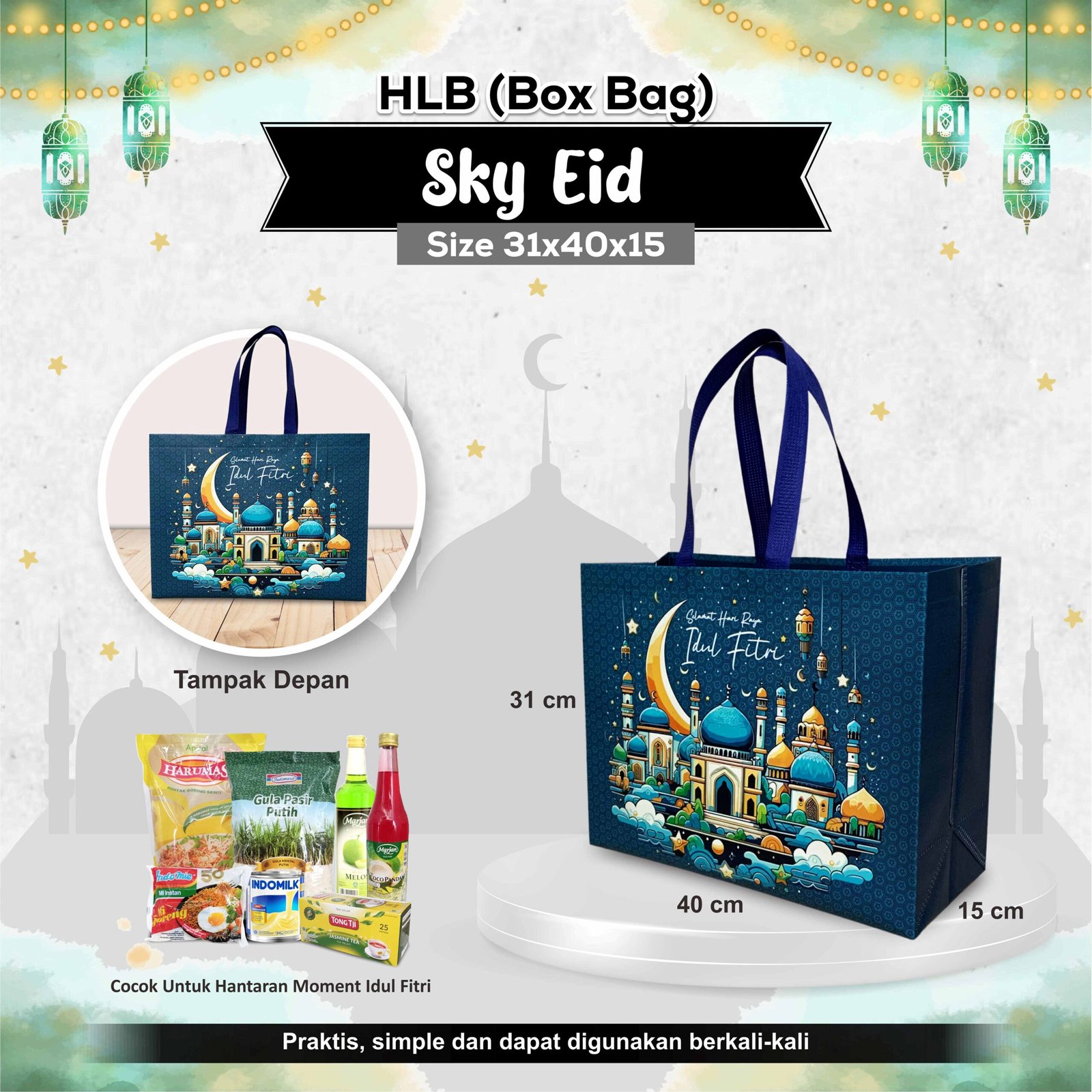 Tas Parcel Idul Fitri Lebaran Tas Parcel Lebaran Sablon Goodie Bag Lebaran 31x40x15 - Image 5