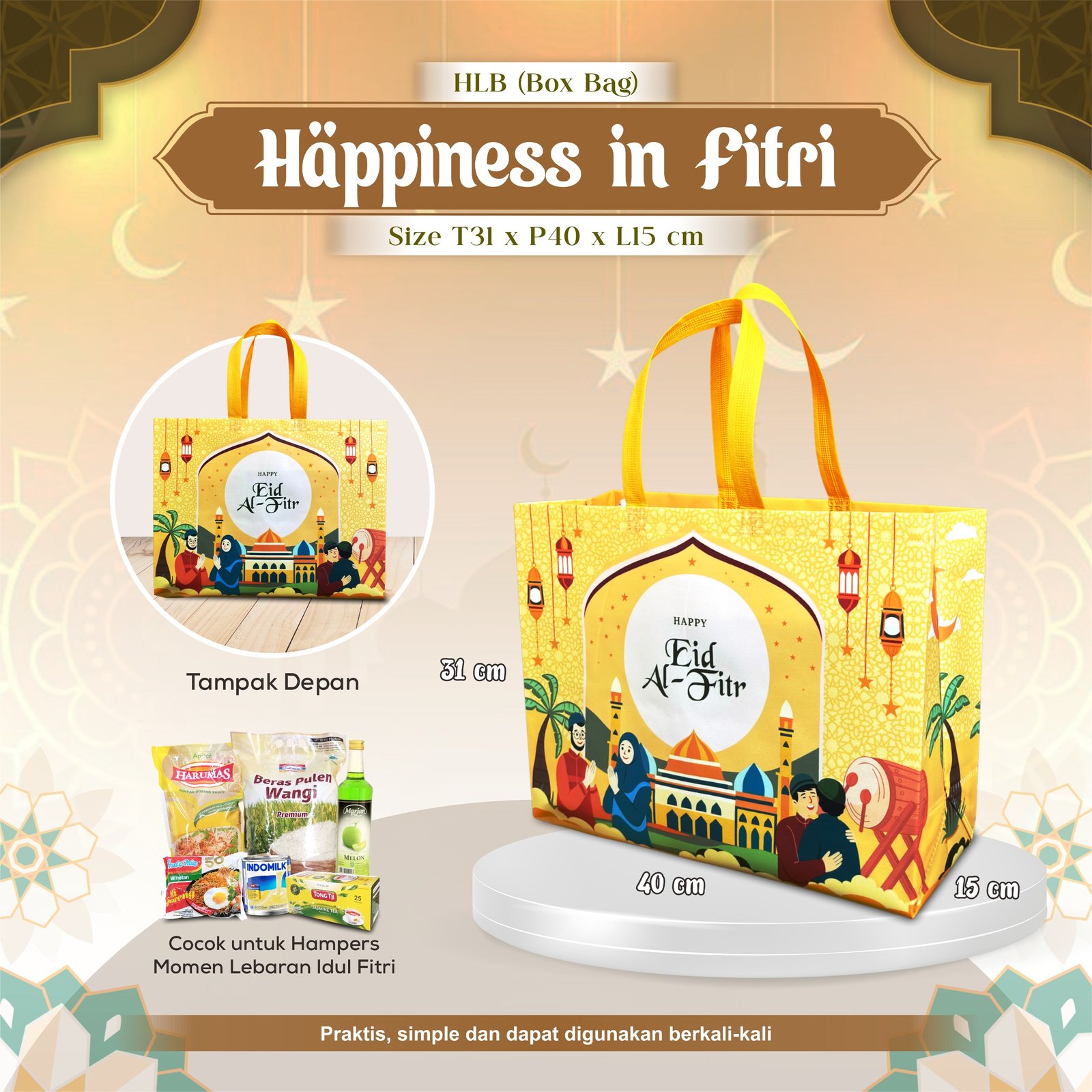 Tas Parcel Idul Fitri Lebaran Tas Parcel Lebaran Sablon Goodie Bag Lebaran 31x40x15 - Image 3