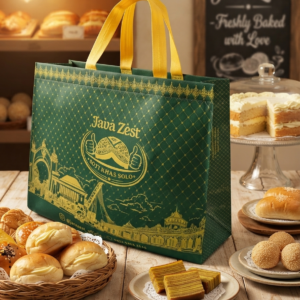 Tas Bakery Custom Goodie Bag Custom Printing Produsen Tas Spunbond Custom Bakery dengan Sablon Logo