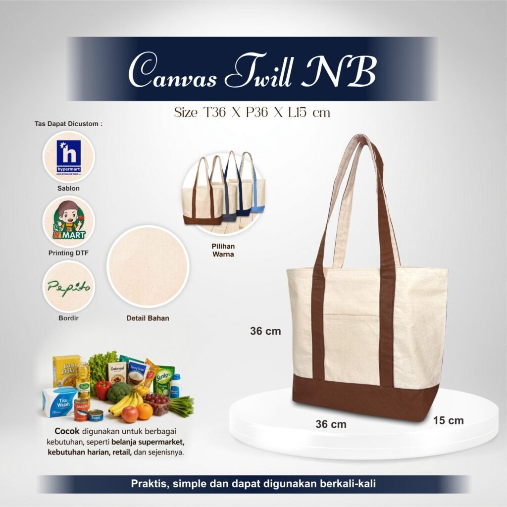 Canvas Twill Tote Bag Polos & Custom