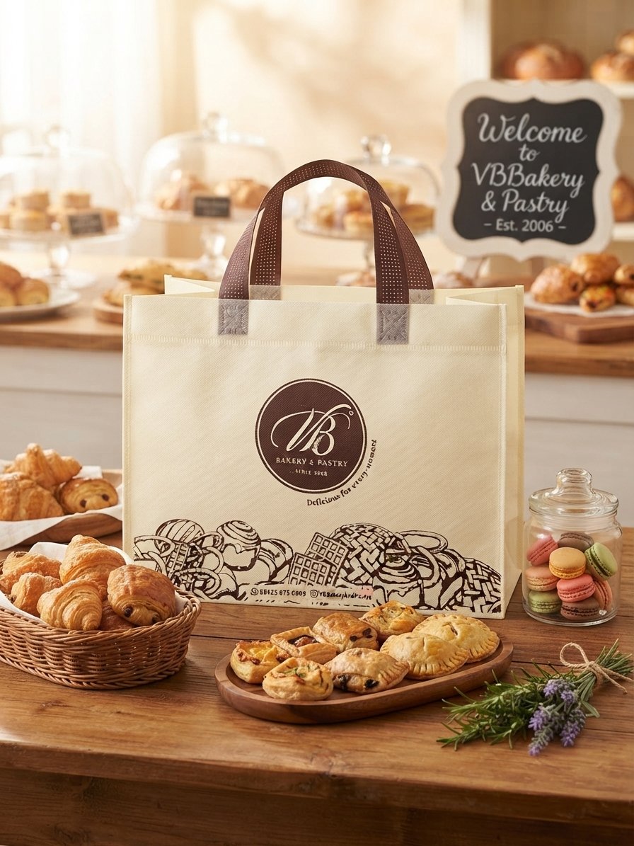 Tas Spunbond Custom untuk Bakery & Kue | Goodie Bag Custom VB Bakery