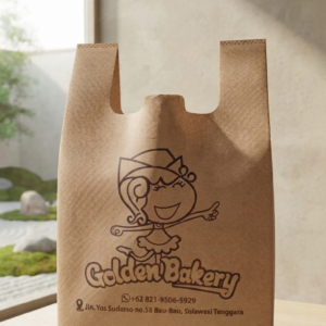 Tas Spunbond Custom Untuk Bakery | Tas Spunbond Model Kresek Custom Golden Bakery