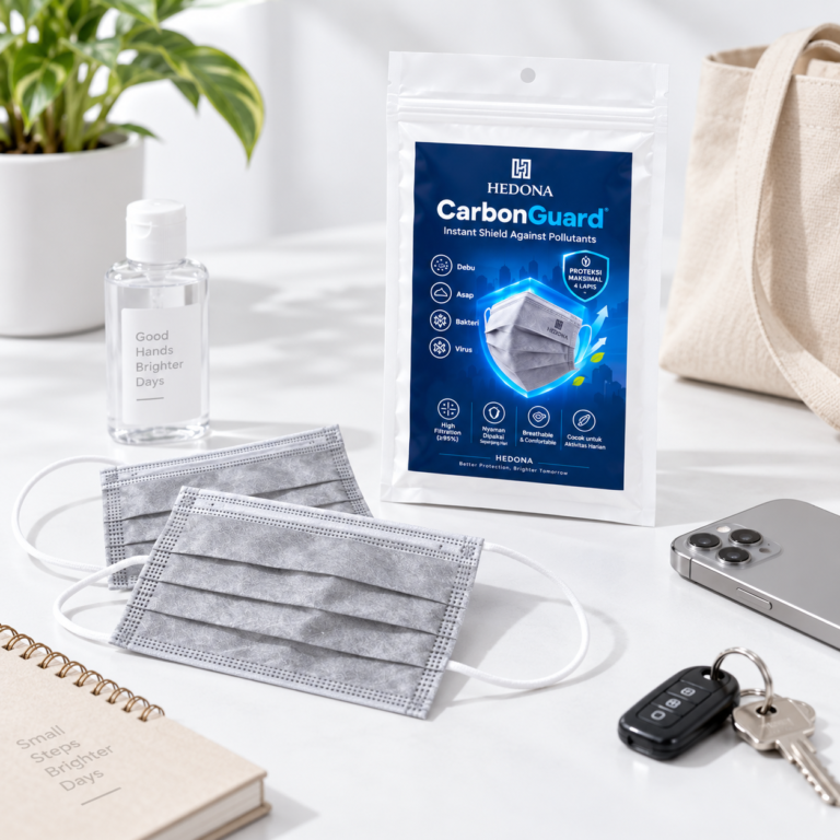 Hedona CarbonGuard | Masker 4-Ply Anti Debu & Polutan Harian