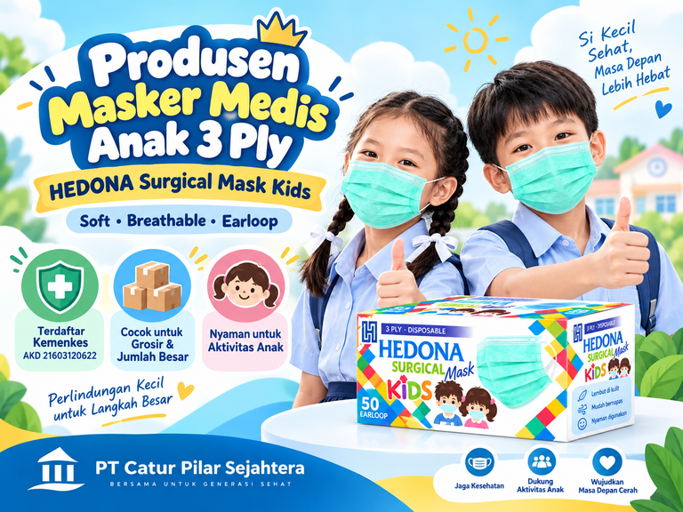 Produsen Masker Medis Anak 3 Ply: Grosir Hedona Kids dengan Harga Bersaing