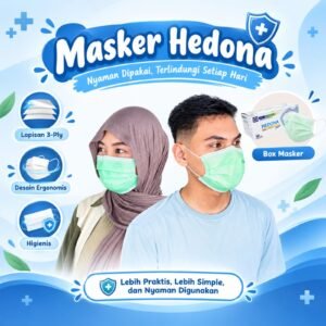 Masker non medis hijau 3 ply earloop sekali pakai untuk kebutuhan aktivitas sehari-hari