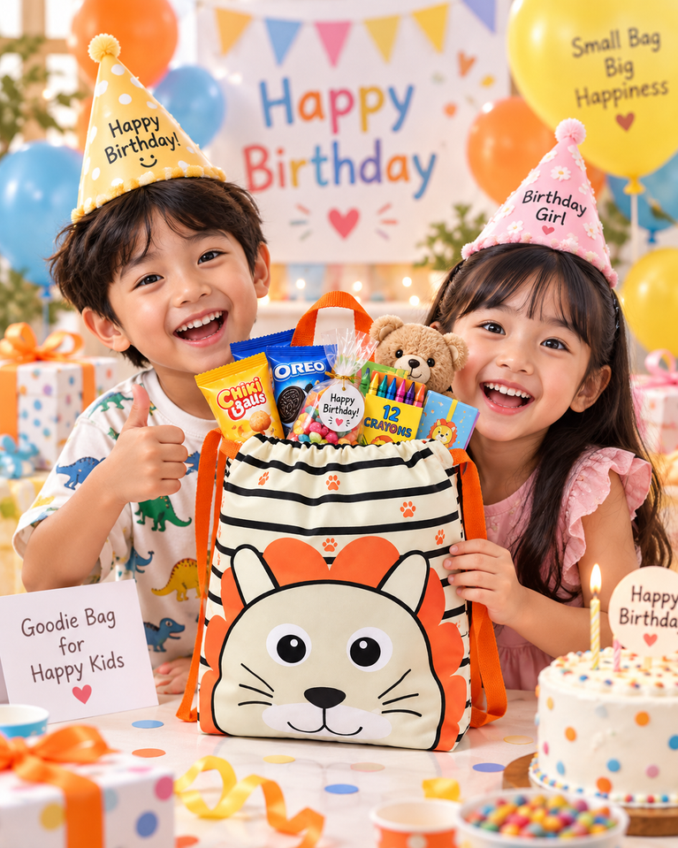 Tas Ransel Serut Ulang Tahun Anak: Goodie Bag Spunbond yang Bisa Diisi Parcel & Custom Nama